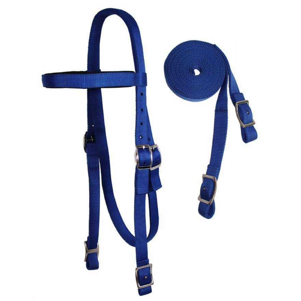 Tahoe Tack Double Layered Nylon Western Headstall with Matching Reins royal blue