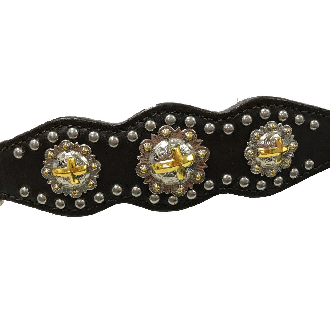 CROSS CONCHO HALTER WITH SPOTS AND ADJUSTABLE NOSE AND CHIN STRAPS