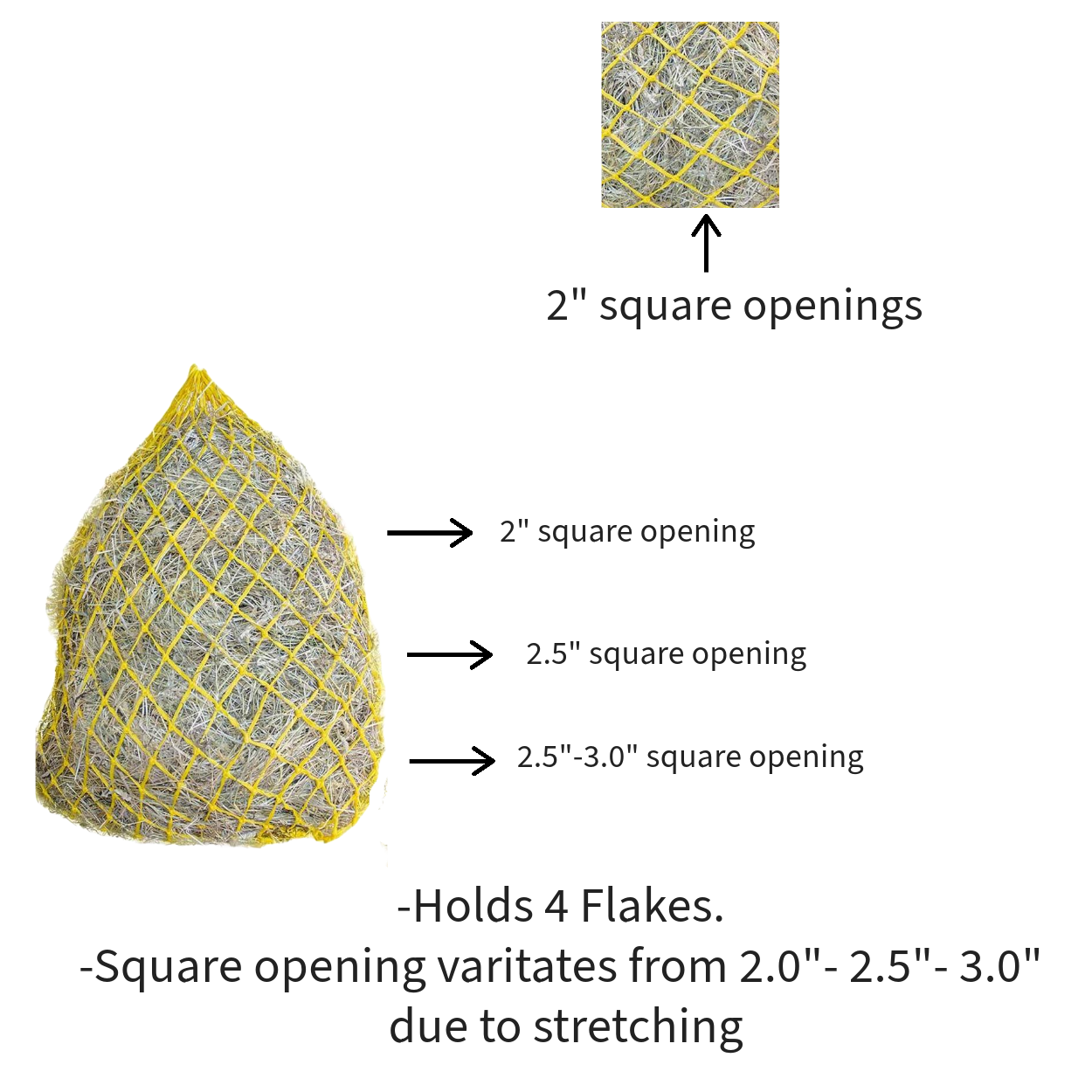 Derby Originals 42” Superior Slow Feed Soft Mesh Hanging Hay Net for Horses measurement