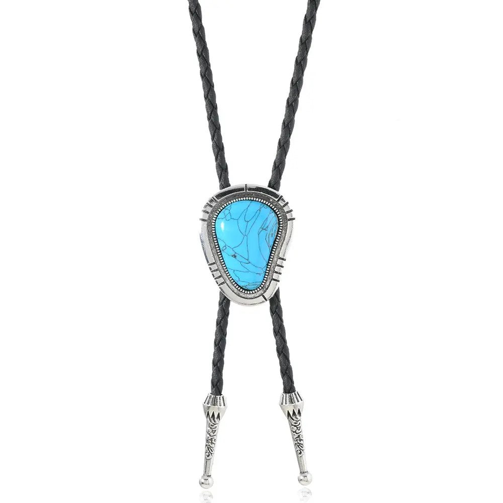 Tahoe Tack Handmade Faux Leather Braided Native Western Bolo Tie Necktie for Men or Women - Tapered Design