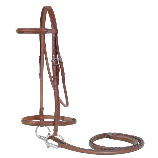 Paris Tack Padded Raised English Horse Bridle with Laced Reins