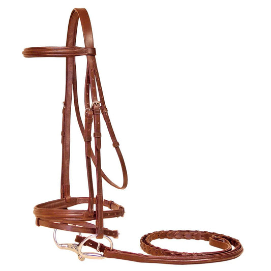 PARIS TACK PADDED RAISED ENGLISH HORSE BRIDLE W/ FLASH & LACED REINS