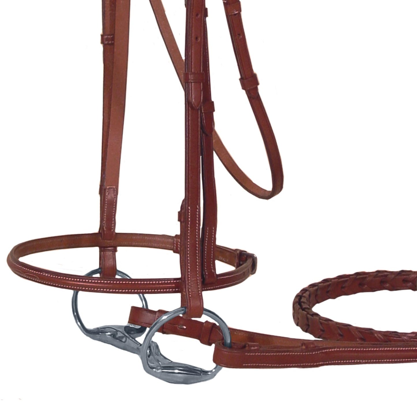 Paris Tack Fancy Stitch Fine Raised Nose Horse Bridle with Laced Reins