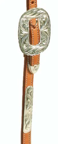 TAHOE CLASSIC SILVER SHOW DOUBLE EAR HEADSTALL WITH REINS SILVER CLOSEUP
