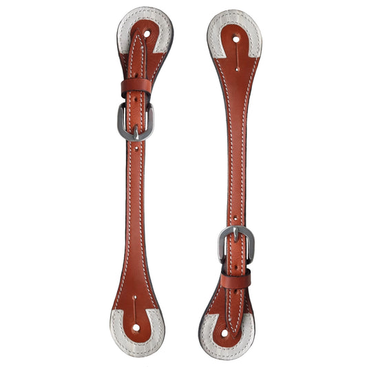 Tahoe Leather Spur Straps with St. Steel Hardware and Rawhide  Corners Unisex Pair for Horse Riding, Barrel Racing and Horse Shows
