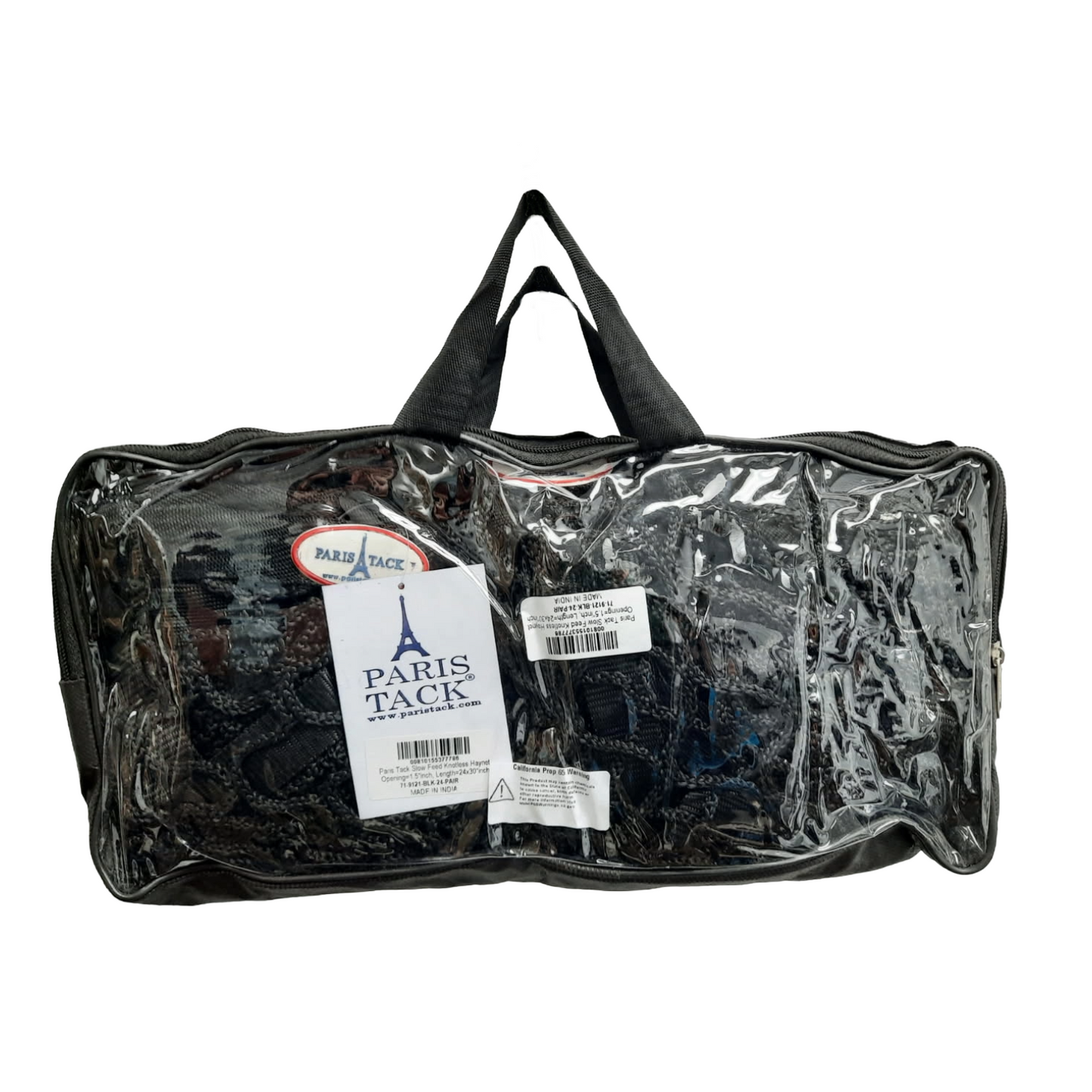 Derby Originals Paris Tack Knotless Ultra Slow Feed Hay Nets – Set of 2, 1.5" Openings, 24"x30", Soft on Muzzles, Adjustable Hanging Strap with Snap, Holds 2 Flakes Each