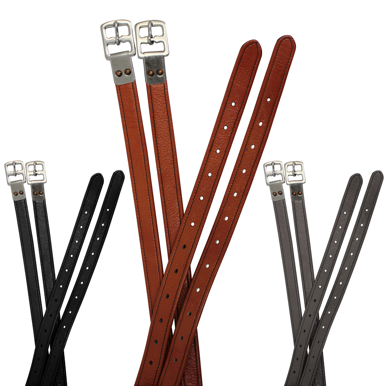 English Stirrup Leathers with Stainless Steel Hardware