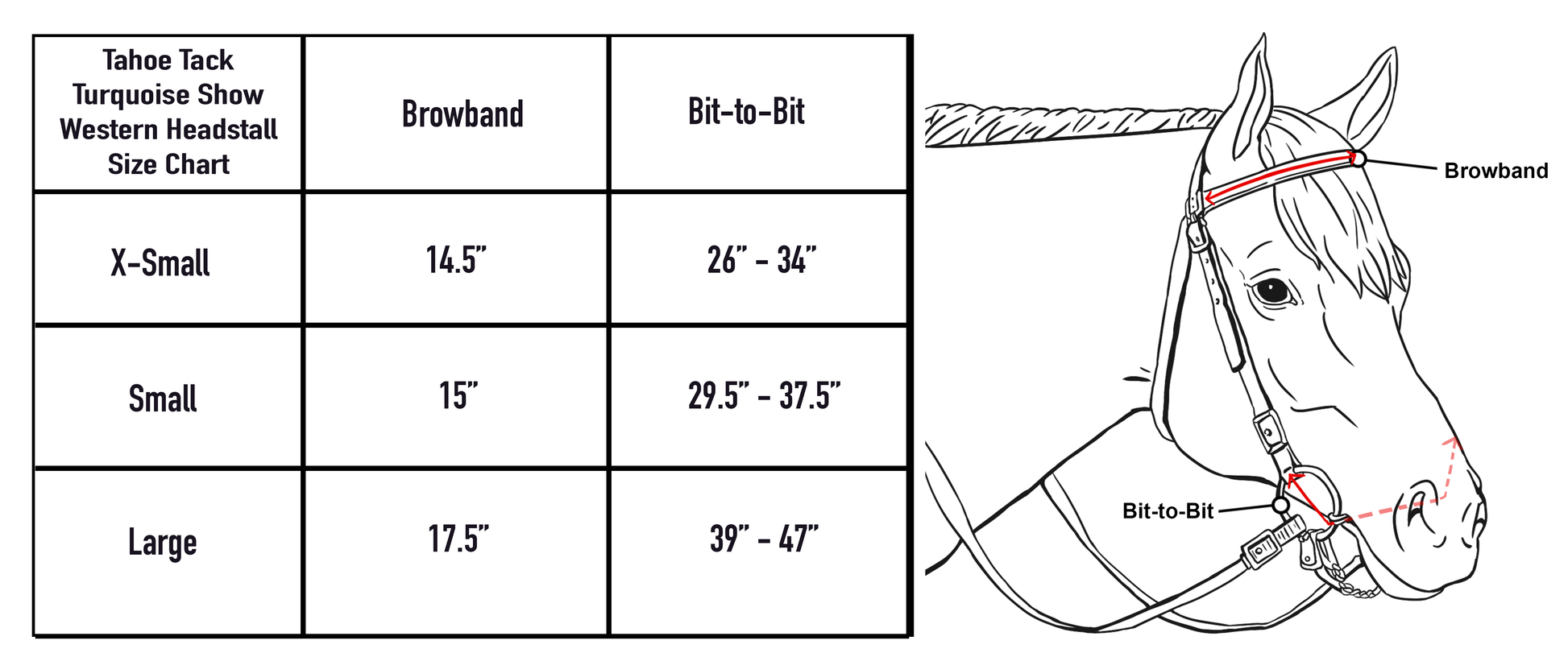 Tahoe Tack Turquoise Spotted Show Western Leather Browband Headstall with Matching Split Reins Size Chart