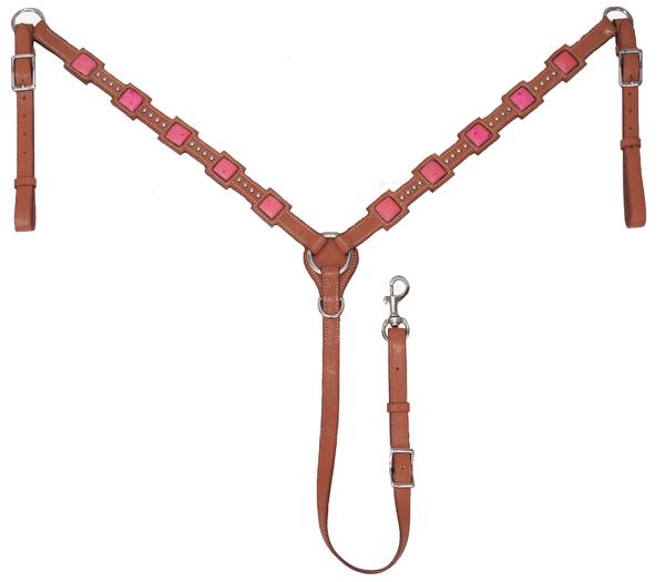 Tahoe Tack USA Leather Saquaro Ostrich Print Leather Square Western Breast Collar Banner