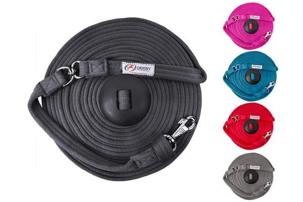 Paris Tack Derby Originals Premium Softgrip 24' and 34' Cotton Swivel Lunge Lines with Rubber Stopper