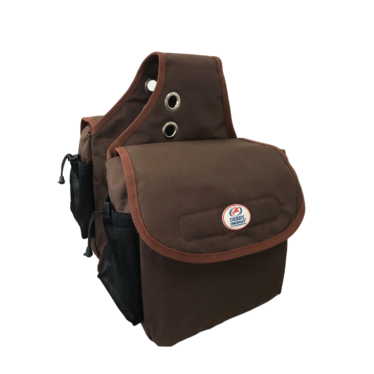 TAHOE PADDED TRIPLE LAYER 1200D NYLON SADDLE BAGS FOR TRAIL RIDING 1 YEAR WARRANTY WITH 2 POCKETS FOR WATER BOTTLES BROWN