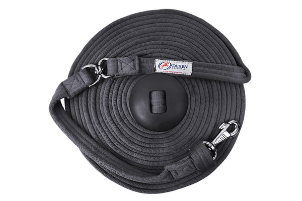 Paris Tack Derby Originals Premium Softgrip 24' and 34' Cotton Swivel Lunge Lines with Rubber Stopper