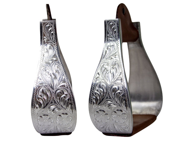 Tahoe Tack Engraved Heavyweight Adult Western Bell Show Stirrups for Western Saddles