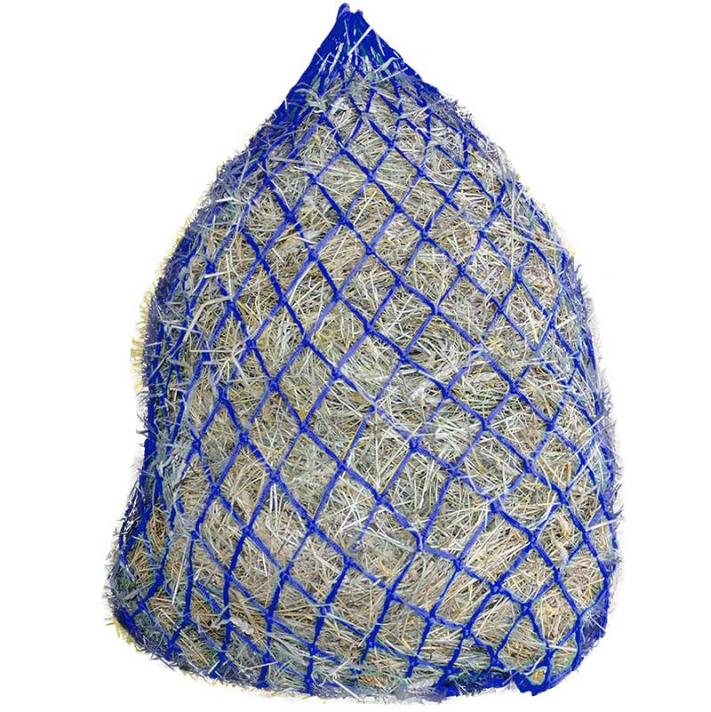 Derby Originals 42” Superior Slow Feed Soft Mesh Hanging Hay Net for Horses blue
