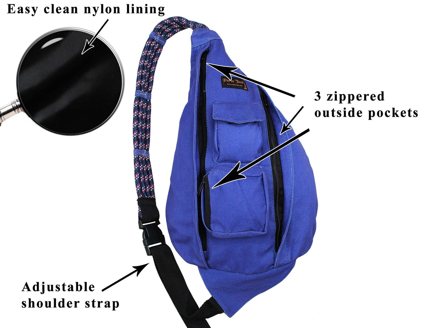 Paris Tack Padded Rope Back Pack Details