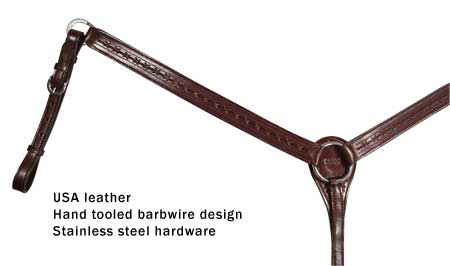 Tahoe Barbwire Breast Collar USA Leather