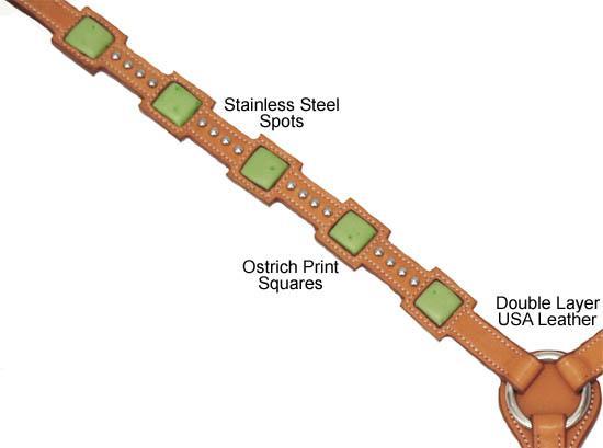 Tahoe Tack USA Leather Saquaro Ostrich Print Leather Square Western Breast Collar Grande