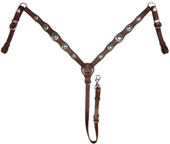 Leather Western Headstall, Breastcollar, and Reins Set