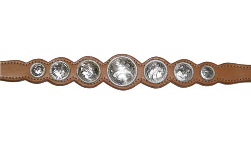 Tahoe Tack Hand-Engraved Silver Concho Western Show Breast Collar  Silver Round Design