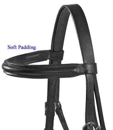 Paris Tack Dressage Crank Bridle with Flash and Rubber Reins Soft Padding