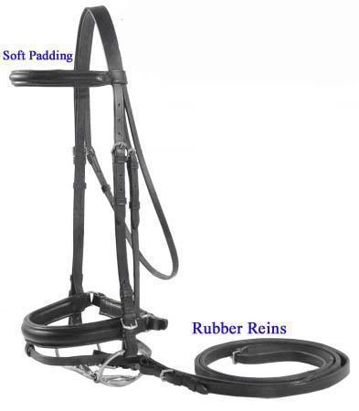 Paris Tack German Dressage Leather English Crank Bridle with Rubber Grip Reins