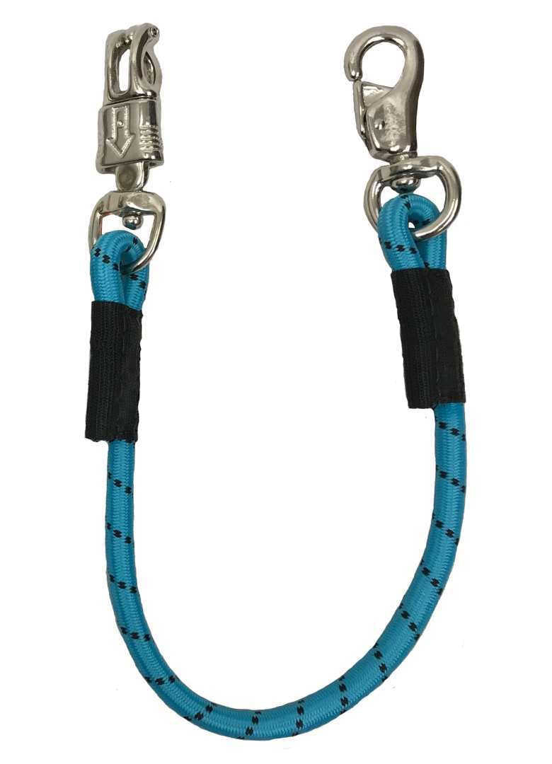 Bungee Trailer Tie with Bull and Panic Snap by Derby Originals Teal Web