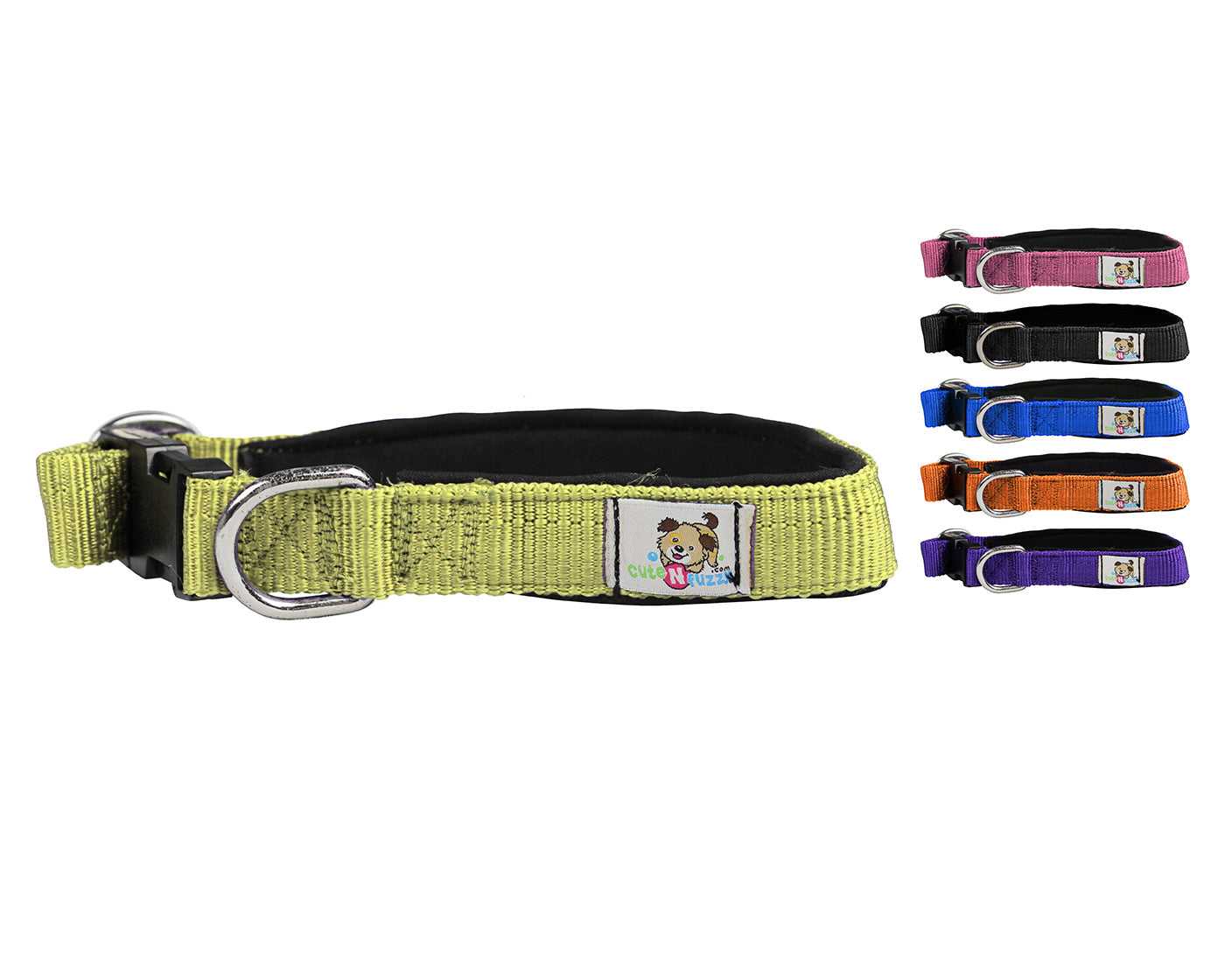 cuteNfuzzy® Adjustable Padded Dog Collar Yellow Color Set