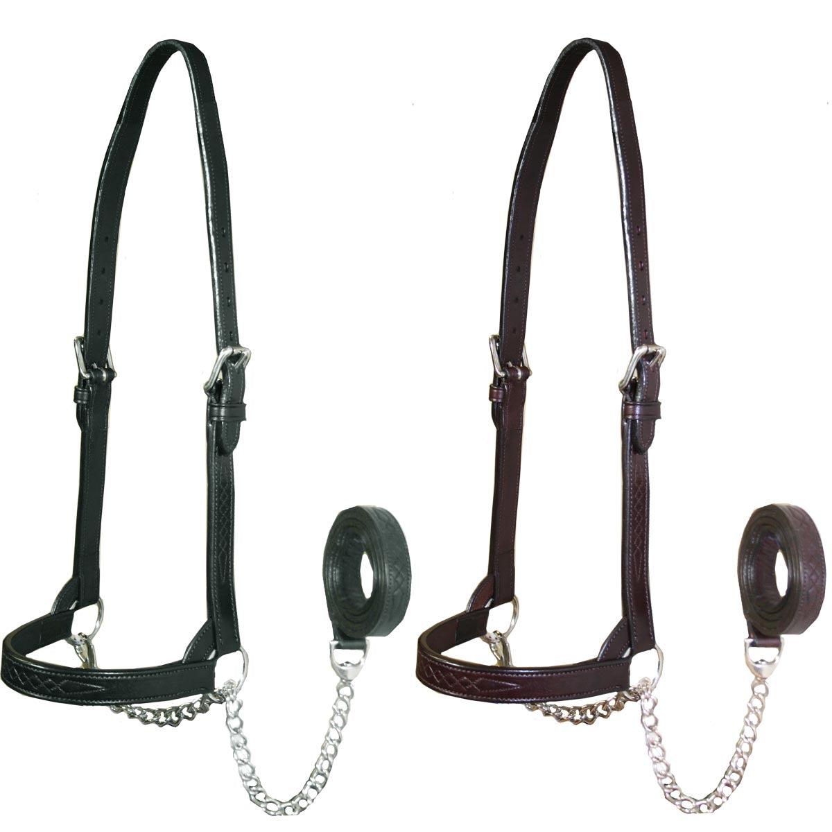 Premium Flat Fancy Stitch Leather Cattle Show Halter