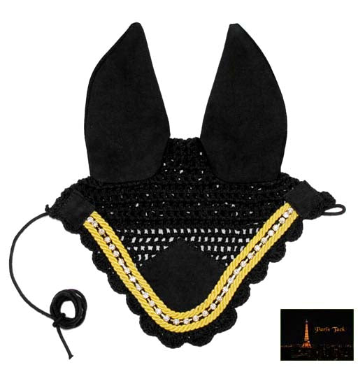 Horse Fly Veil Ear Bonnet with Crystals