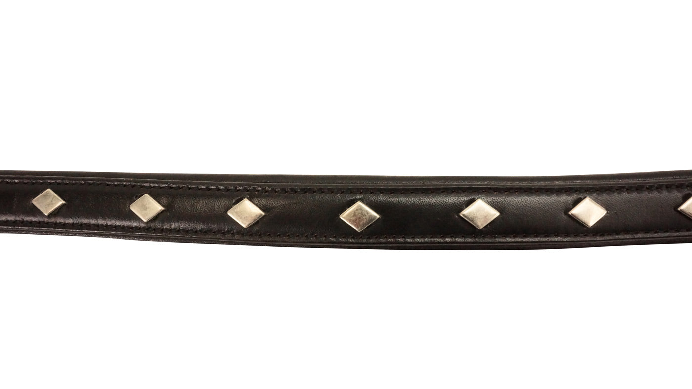 Derby Dog Designer Series Leash with Padded Handle and Diamond Shaped Studs USA Leather Strap Details