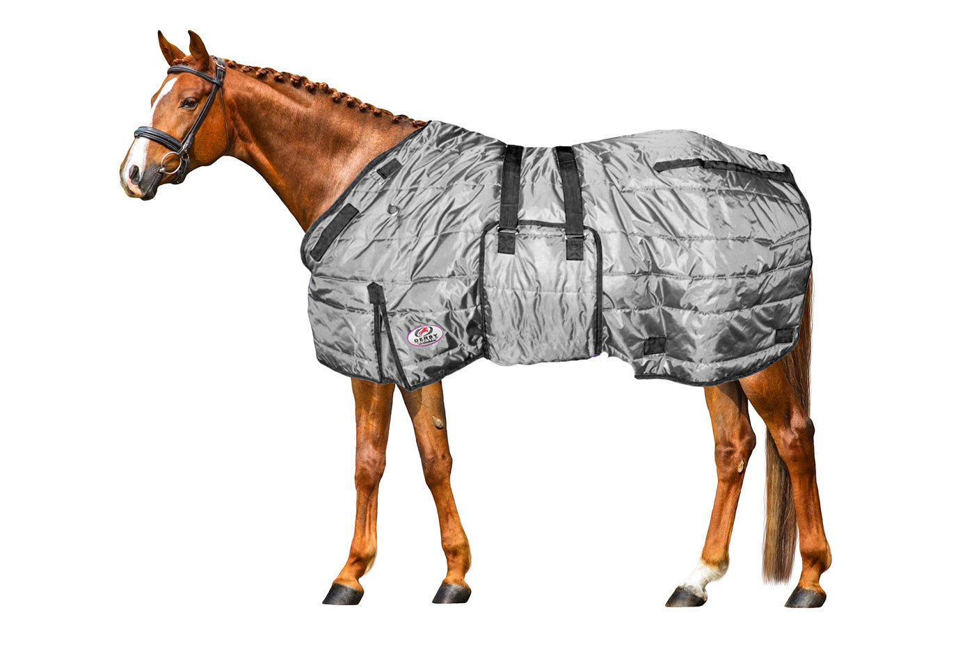 Derby Originals Wind Storm Closed Front Medium Weight Winter Horse Stable Blanket Charcoal Banner Blanket Image