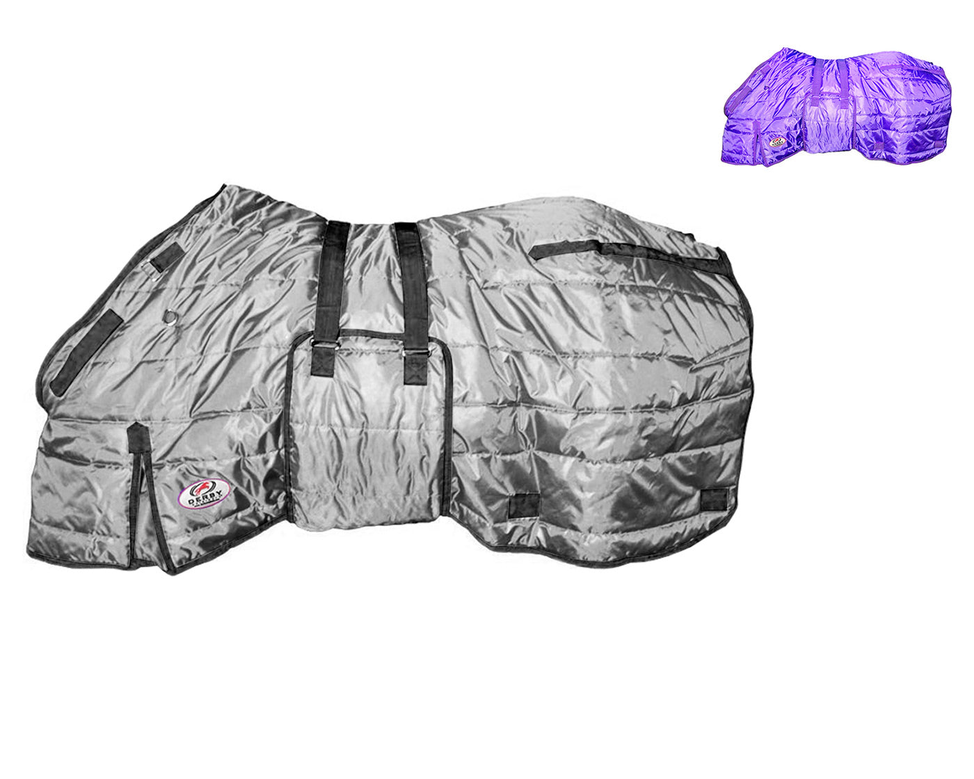 Derby Originals Wind Storm Closed Front Medium Weight Winter Horse Stable Blanket Charcoal Blanket Set