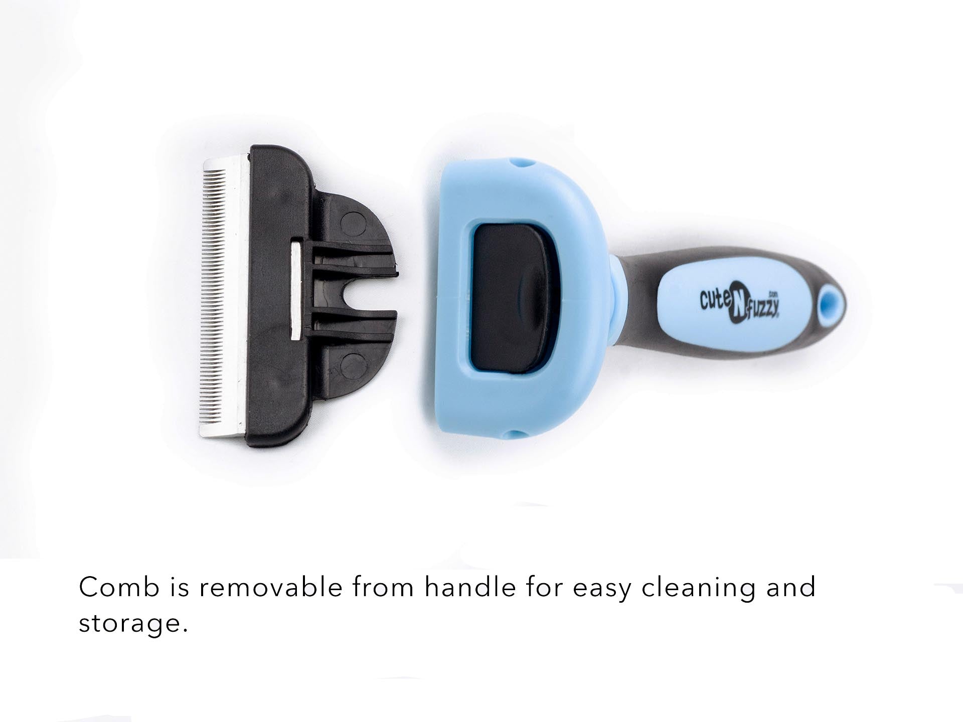 Deshedding Pet Grooming Comb in  Sizes by cuteNfuzzy® Removeable Handle Feature