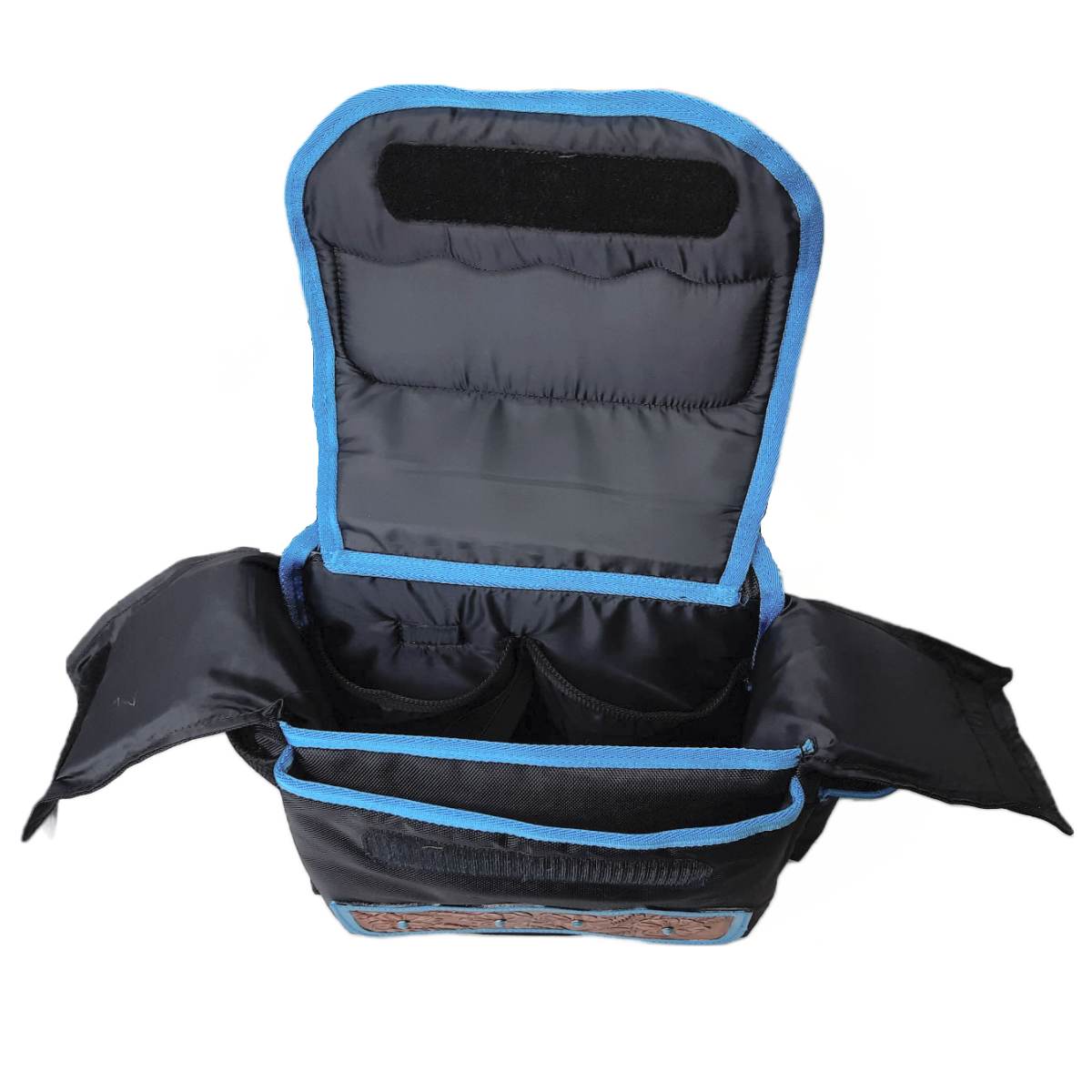 Nylon Western Saddlebags with Hand Tooled Leather Accents