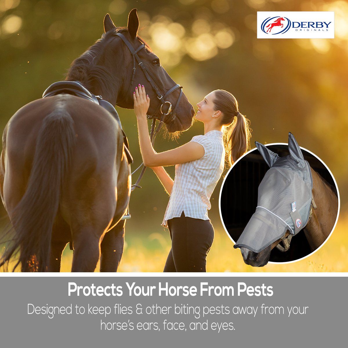 r Premium Reflective Horse Fly Mask with Ears and Nose Cover