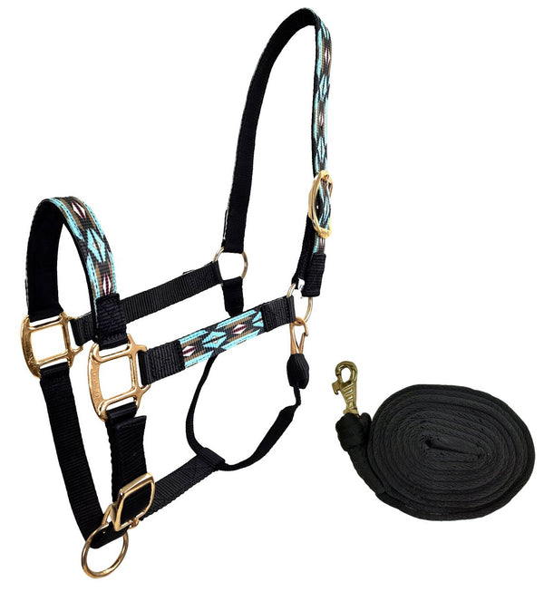 Derby Originals Patterned Nylon Adjustable Horse Halters with Matching 10’ Lead - 6 Month Warranty