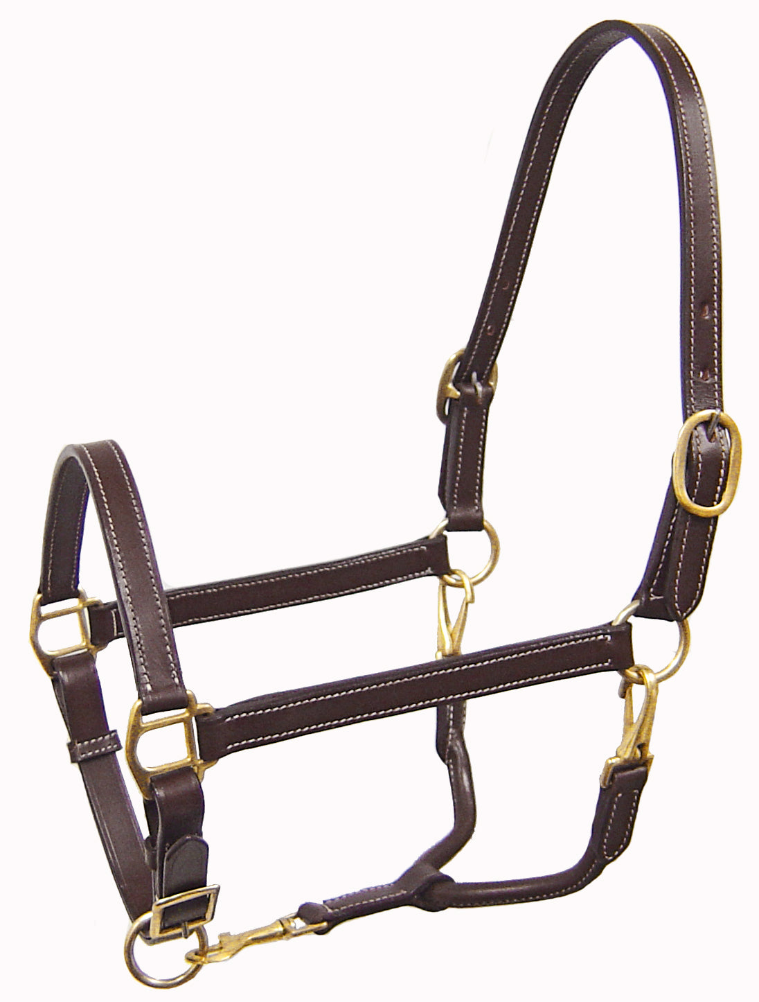 Derby Originals American Elegance Series - Convertible Double Stitch Leather Grooming Full Horse Halter - USA Leather Havana