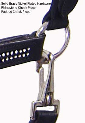 American Elite Series USA Leather Rhinestone Inlay Padded Halter