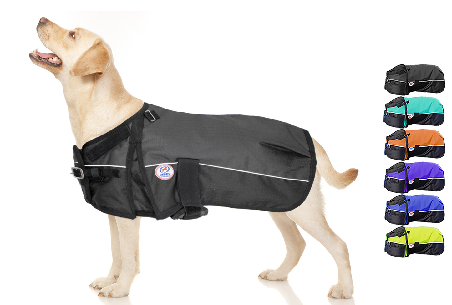Horse-Tough Reflective 600D Waterproof Ripstop Nylon Winter Dog Coat black swatch