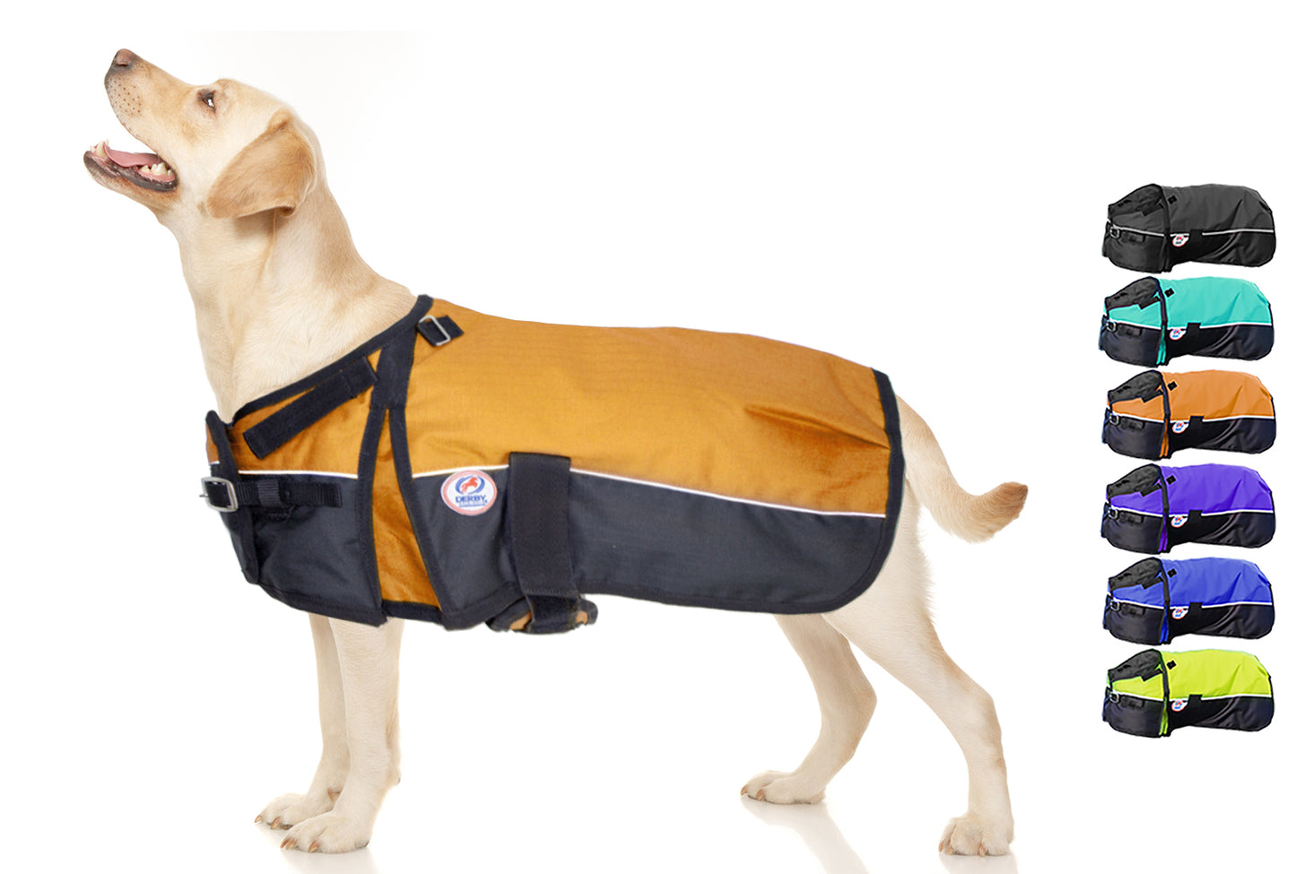 Horse-Tough Reflective 600D Waterproof Ripstop Nylon Winter Dog Coat large orange swatch