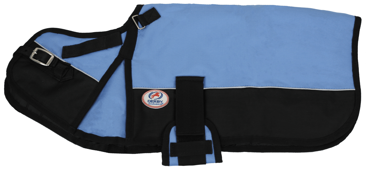 Derby Originals Adjust-to-Fit Horse-Tough Reflective 600D Waterproof Ripstop Nylon Winter Dog Coat Sky Blue