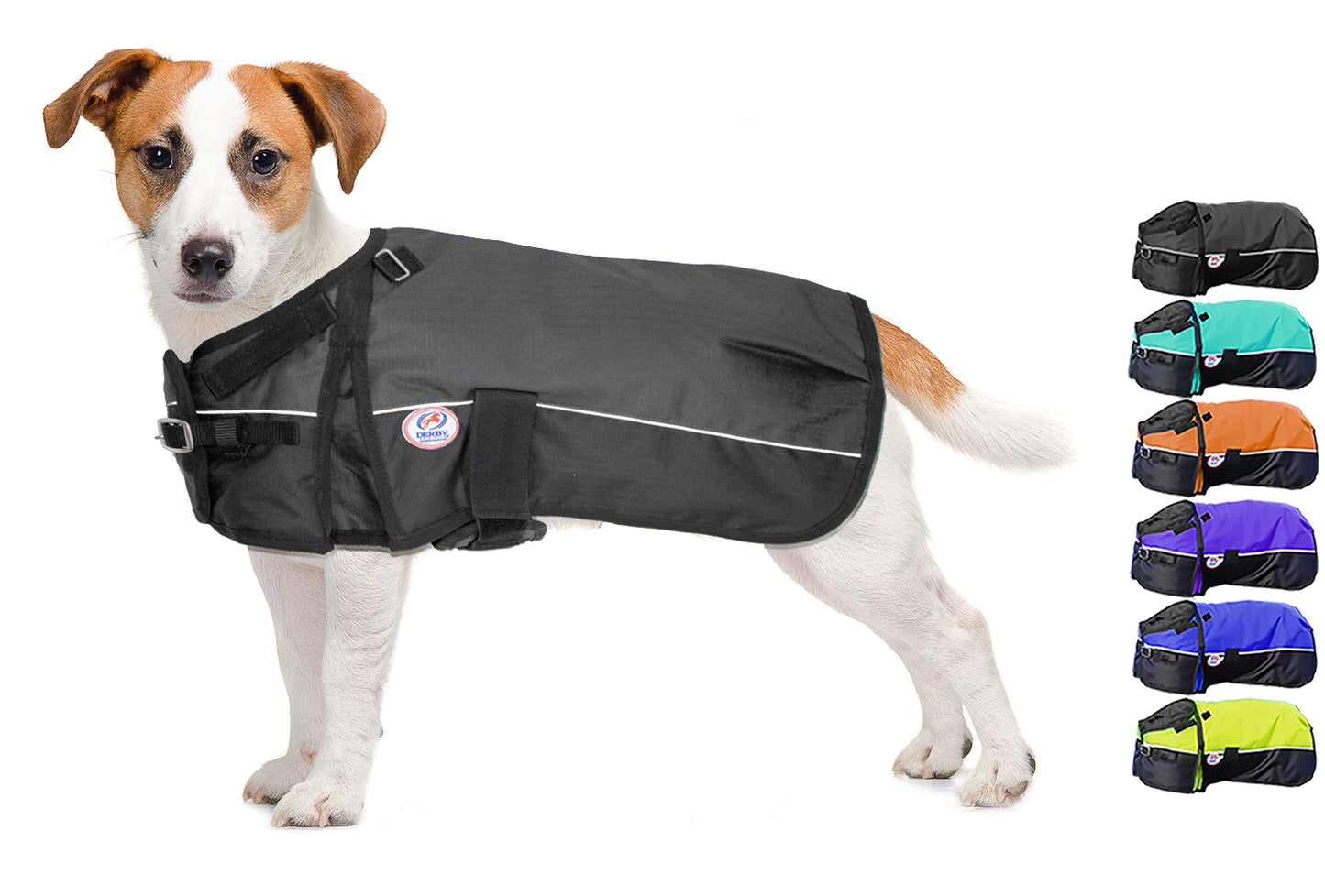 Derby Originals Adjust-to-Fit Horse-Tough Reflective 600D Waterproof Ripstop Nylon Winter Dog Coat Small black swatch