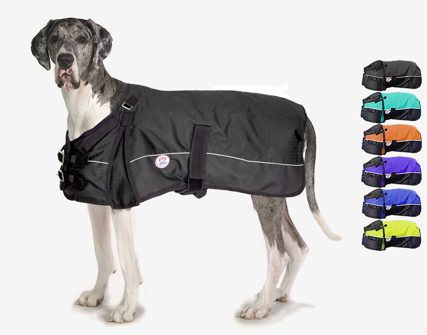 Horse-Tough Reflective 600D Waterproof Ripstop Nylon Winter Dog Coat large black swatch
