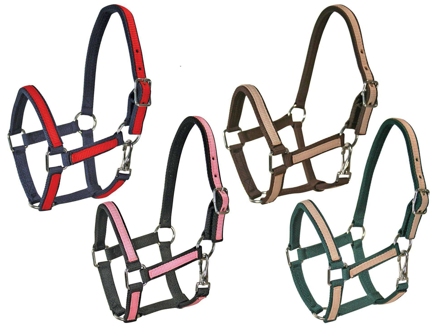 Derby Originals Heavy-Duty Triple Layer Two-Tone Nylon Horse Halters -Multiple Colors Swatch
