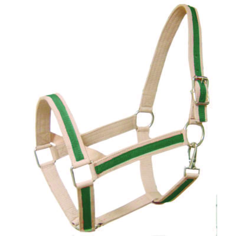 Derby Originals Heavy-Duty Triple Layer Two-Tone Nylon Draft Horse Halters - white Green Color