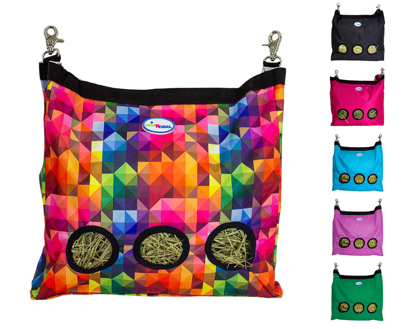 CuteNfuzzy Patented Large Hay Bag for Rabbits and Guinea Pigs Rainbow