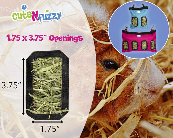 CuteNfuzzy Medium Hay Bag for Guinea Pigs and Rabbits with 6 Month Warranty 18x11x1.5