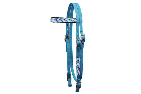 Tahoe Tack Patterned Double Layer Nylon Western Browband Headstalls with Matching Reins for Horses Available in 6 Colors