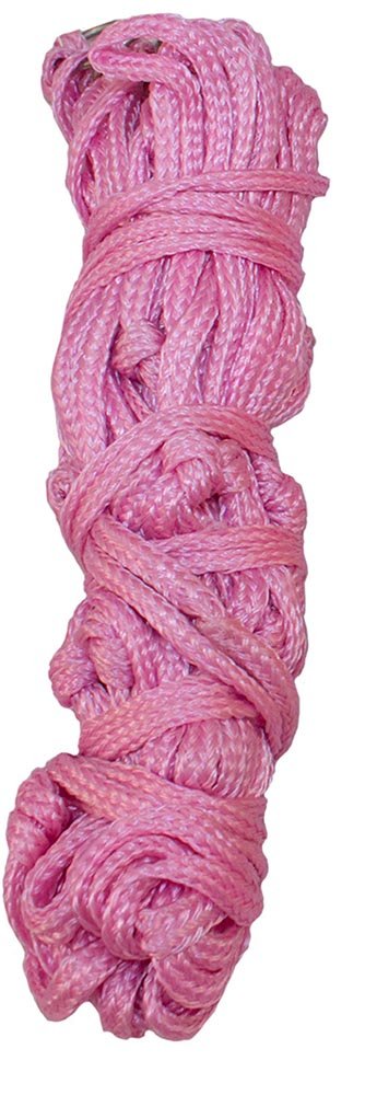 Derby Originals 36” Easy Feed Soft Mesh Poly Rope Hanging Hay Net with 7x7” Holes Pink color