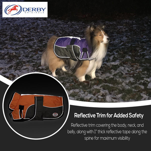 Derby Originals Heavyweight 220g Polyfil 420D Nylon Waterproof Reflective Winter Dog Parka With Harness Compatible Opening